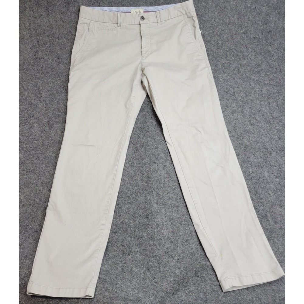 Perk Feel Good Mens Chinos Pants 34x32 Beige Slim Fit Stretch Casual Work
